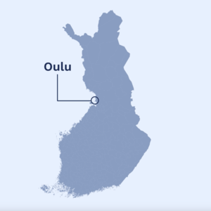 Suomen kartta, jossa Oulu merkittynä